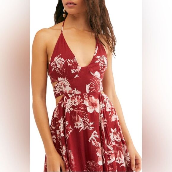 NEW Free People Lille Printed Tie-Back Maxi Dress - Picture 6 of 7